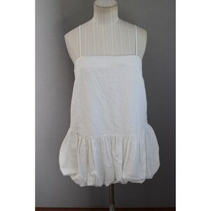 Onia Air Linen Bubble Mini Dress 2 Bubble Hem Strappy Womens Travel Luxury